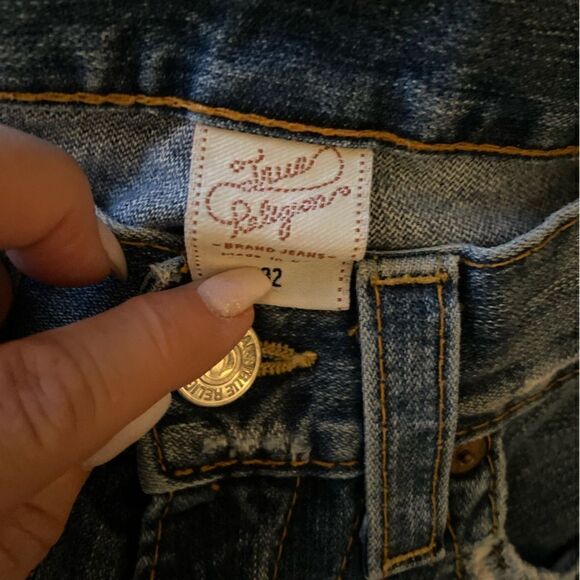 TRUE RELIGION Jeans Denim Flared Women’s 32x30 Vintage Distressed Streetwear - Picture 9 of 12